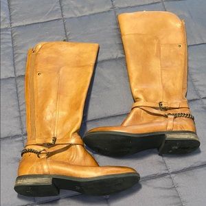 Marc Fisher Brown Leather Riding Boots (wide calf)